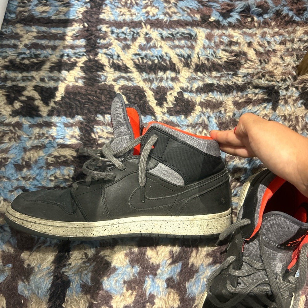 Jordan Black and Red High-Top Sneakers